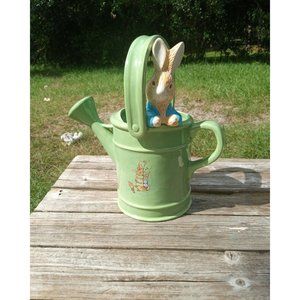 VINTAGE 1999 BEAUTRIX POTTER PETER RABBIT CERAMIC WATERING CAN VASE PLANTER